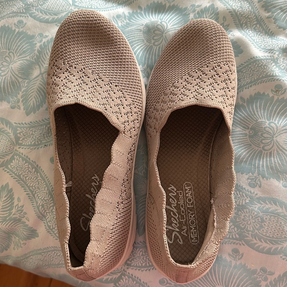 tan slip on sketchers